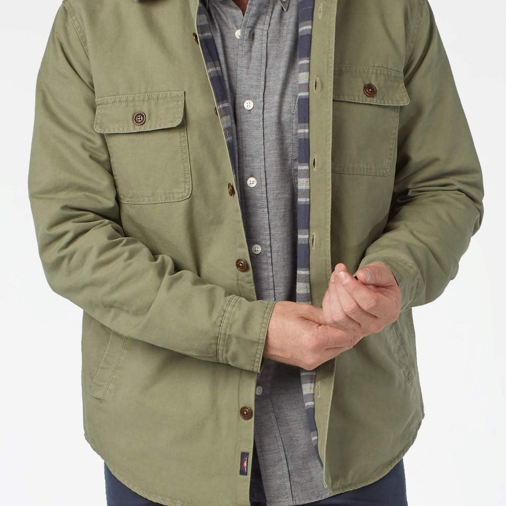 Faherty Blanket Lined CPO Jacket in Olive - Picture 5 of 6